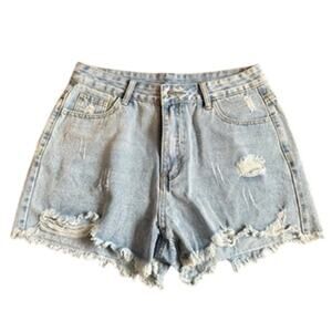 Women's Sz 30 Inch Distressed Light Wash High Waisted Shorts Cotton 11 Inch Rise